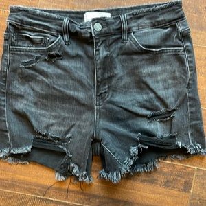 Black Distressed Jean Shorts